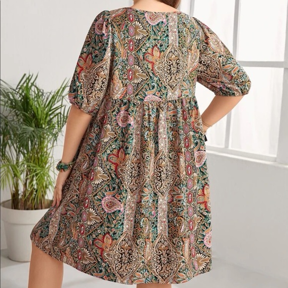 Boho floral paisley print smock dress - Picture 9 of 10